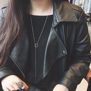 Circle & Bar Lariat Necklace